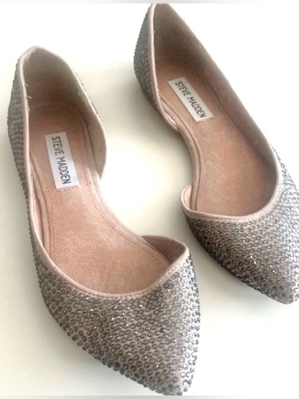 Steve Madden Rhinestone D’Orsay Flats Size 6 Nude Pointed Toe